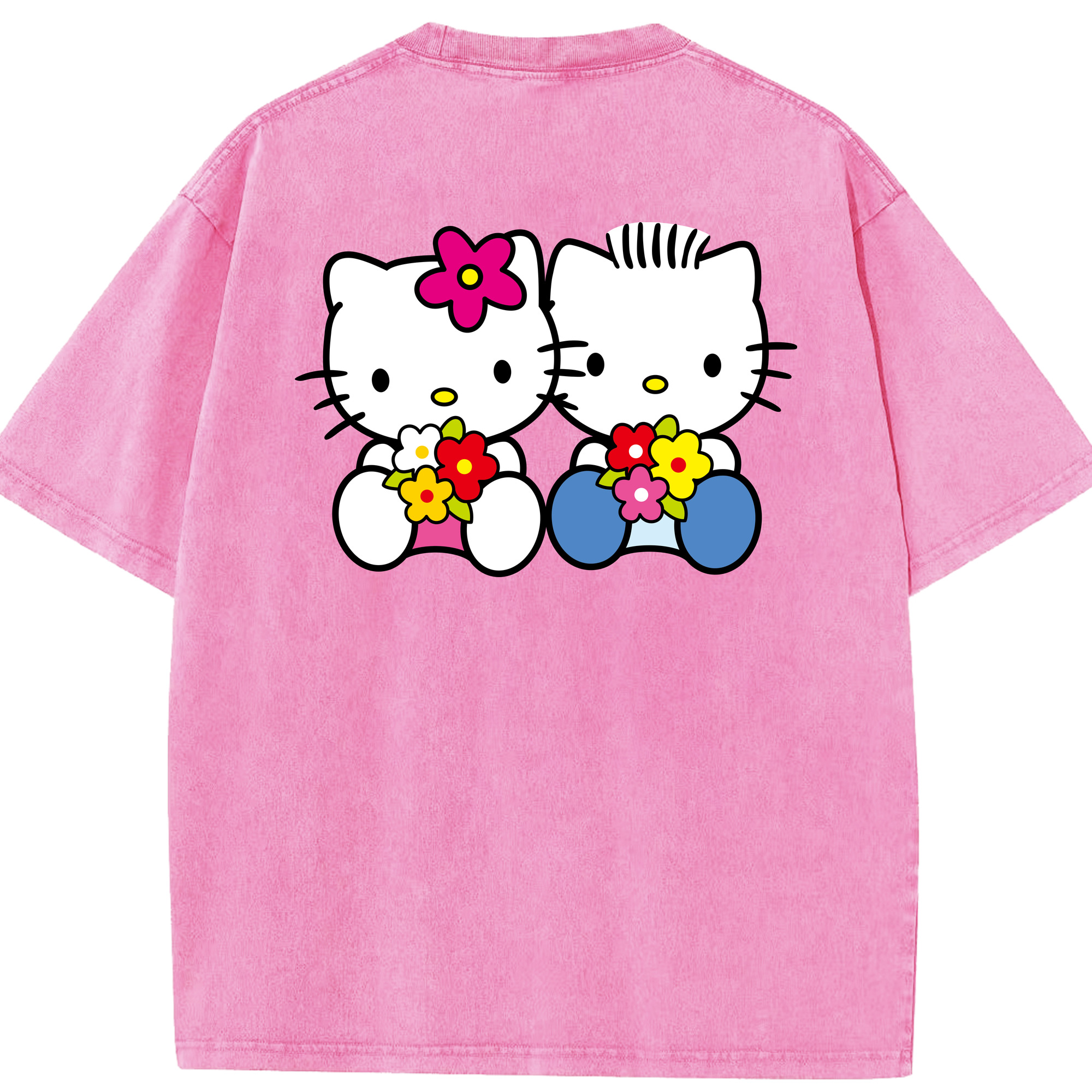 （画像用） Hello Kitty ハローキティ 綿100% ヴィンテージ風 半袖Tシャツ（背面プリント）